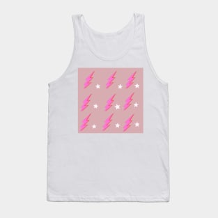 Pale Pink Lightening Bolts and Stars Tank Top